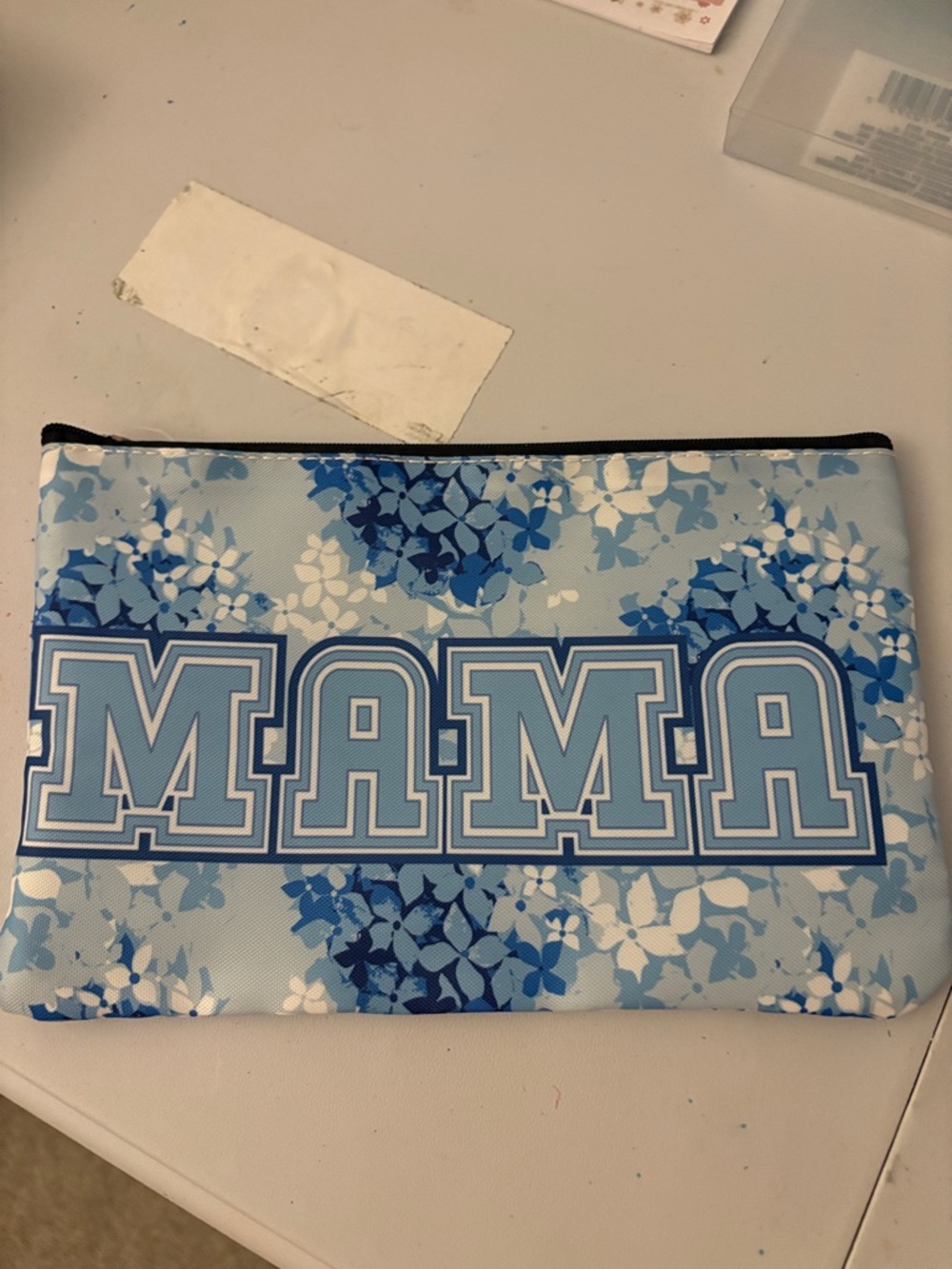 Mama Floral Blue Cosmetic Pouch